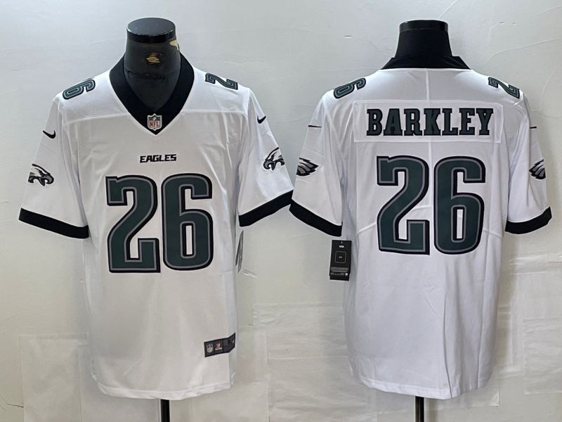 Men Philadelphia Eagles 26 Barkley White Second generation 2024 Nike Limited NFL Jersey